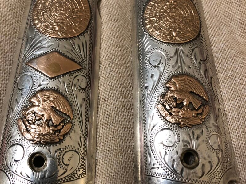 Mexican gold and silver grips for 1911 vintage
