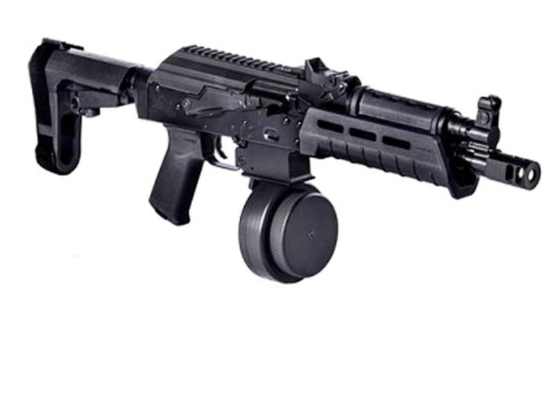 PSA CUSTOM 50 ROUND 9mm BILLET AKV/CZ DRUM MAGAZINE BY F5, BLACK