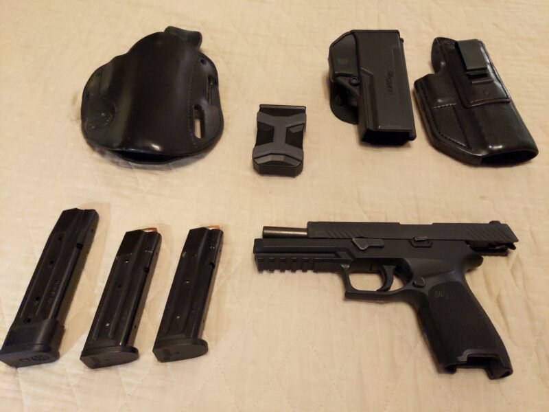 Sig P320 W/ Night Sights + 4 Holsters And Mag Carriers
