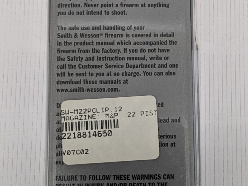 Smith & Wesson S&W M&P22 .22LR Magazine Clip Genuine 422510000 12 rounds