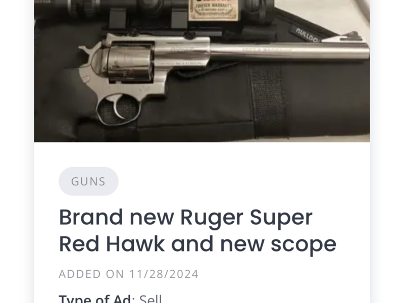 454 casuall Ruger Super Red Hawk plus Burris scope