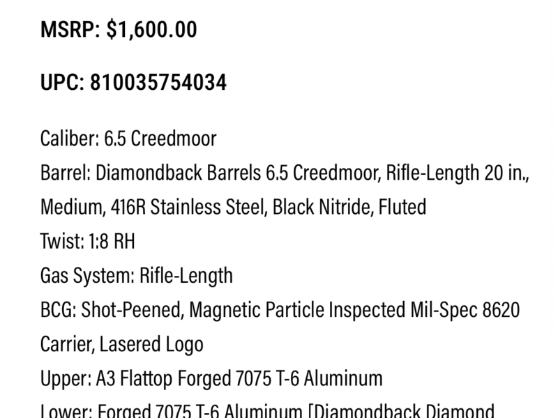 Diamondback DB10 6.5 creedmore