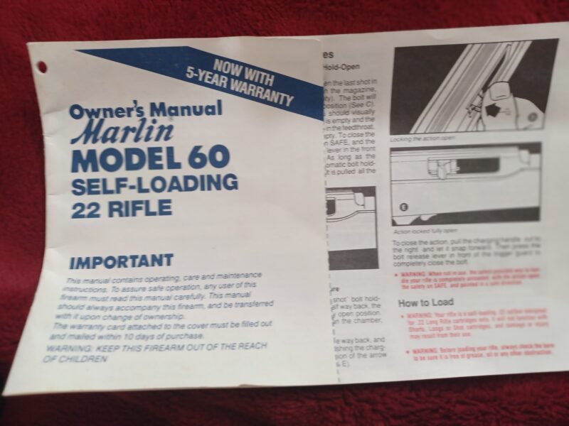 Marlin Model 60 Caliber: 22 Long Rifle
