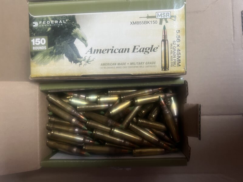 556 (2) AMERICAN EAGLE BY FEDERAL AND (1) WINCHESTER M855 GREEN TIP 150 EA. BULK. $90.00 EA OR OBO.