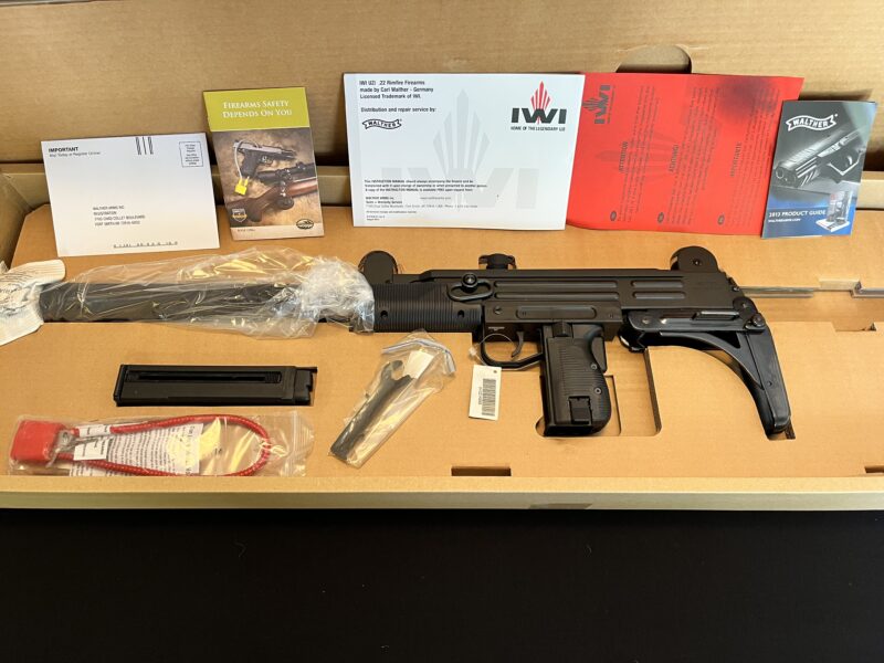 NIB Walther .22 LR Uzi w/20 rd Mag Faux Supressor Metal Folding Stock